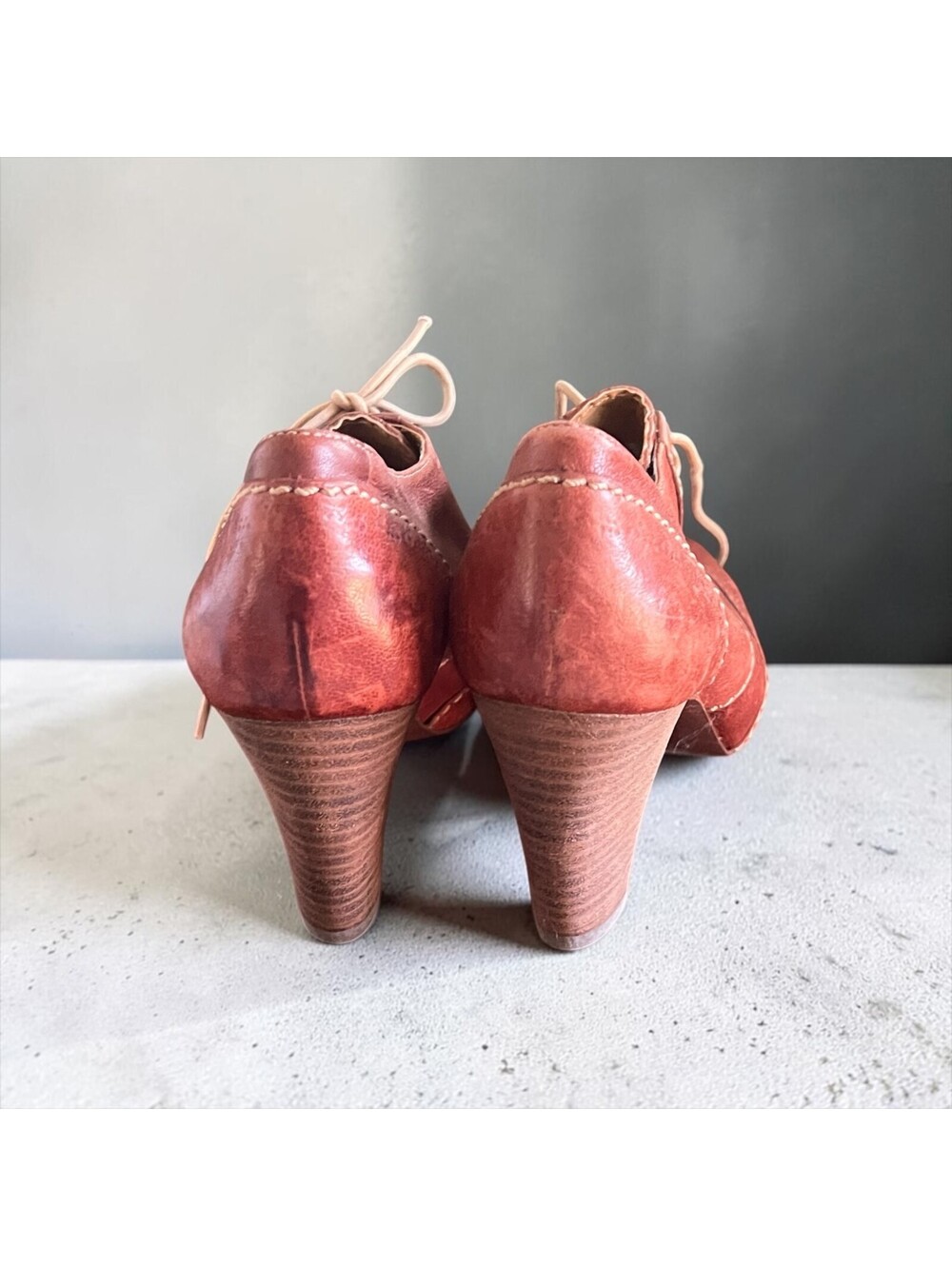 Fossil Tamiko Oxford Heels | Vintage Cognac Leather Lace-Up Pumps | Size 6.5 - Picture 7 of 10